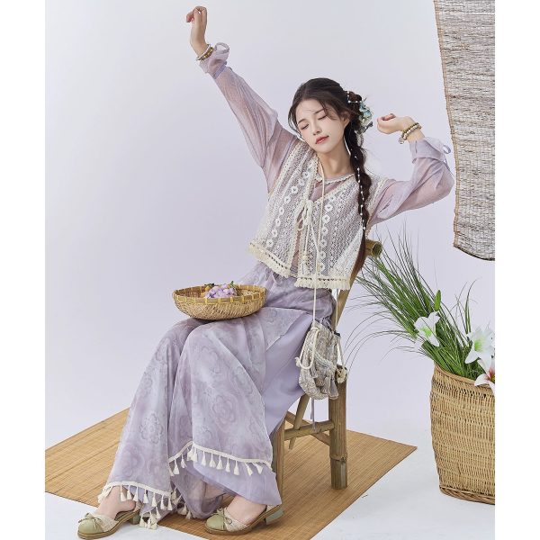 Sunny Brocade – Hanfu-Inspired Vest & Song Pants Set for Women - Image 7