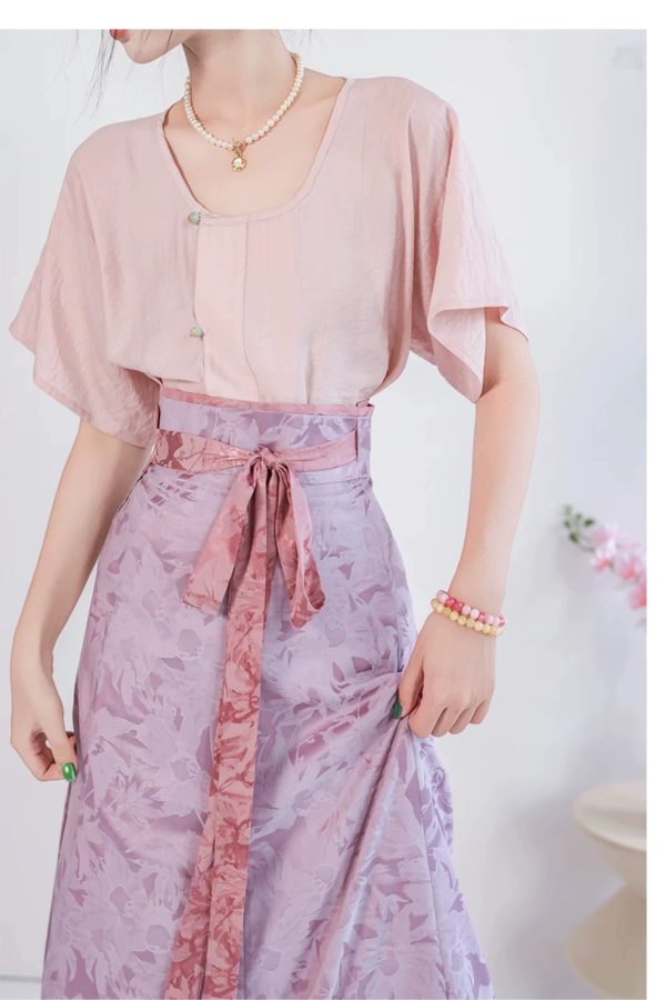 [Seventy-two soot] Green glaze dyed short-sleeved version, Tang Beizi Hanfu broken skirt, spring and summer women's daily commute - Image 11
