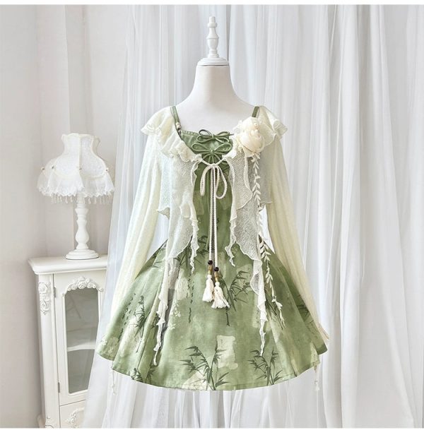 【Whisper of Bamboo】 Sweet Hanfu-Inspired Dress – Modern Chinese Style with Camisole Design - Image 17