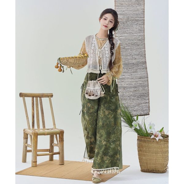 Sunny Brocade – Hanfu-Inspired Vest & Song Pants Set for Women - Image 8