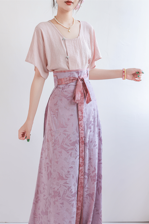[Seventy-two soot] Green glaze dyed short-sleeved version, Tang Beizi Hanfu broken skirt, spring and summer women's daily commute - Image 13