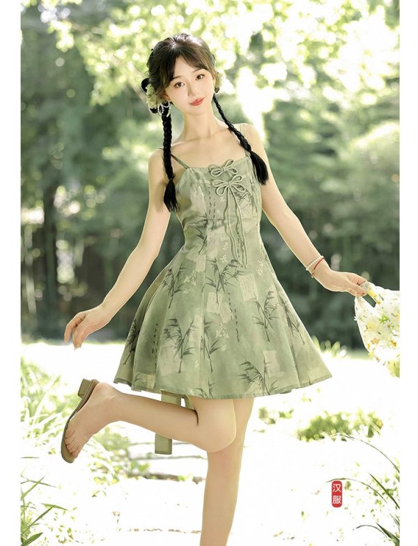 【Whisper of Bamboo】 Sweet Hanfu-Inspired Dress – Modern Chinese Style with Camisole Design - Image 13