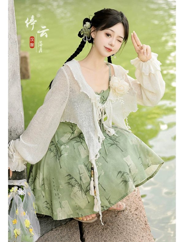 【Whisper of Bamboo】 Sweet Hanfu-Inspired Dress – Modern Chinese Style with Camisole Design - Image 9