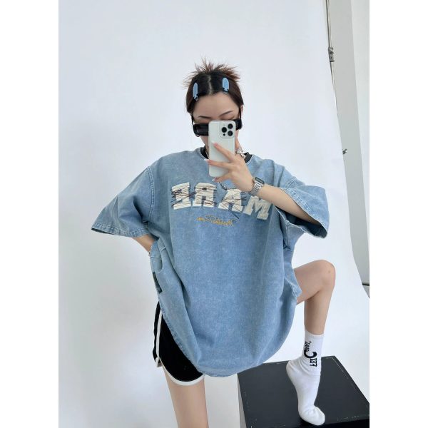 Oversized Denim T-Shirt Dress - Image 2