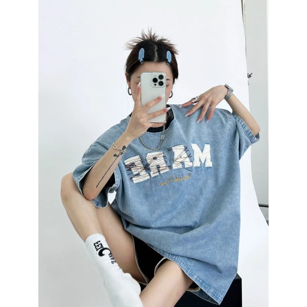 Oversized Denim T-Shirt Dress - Image 4