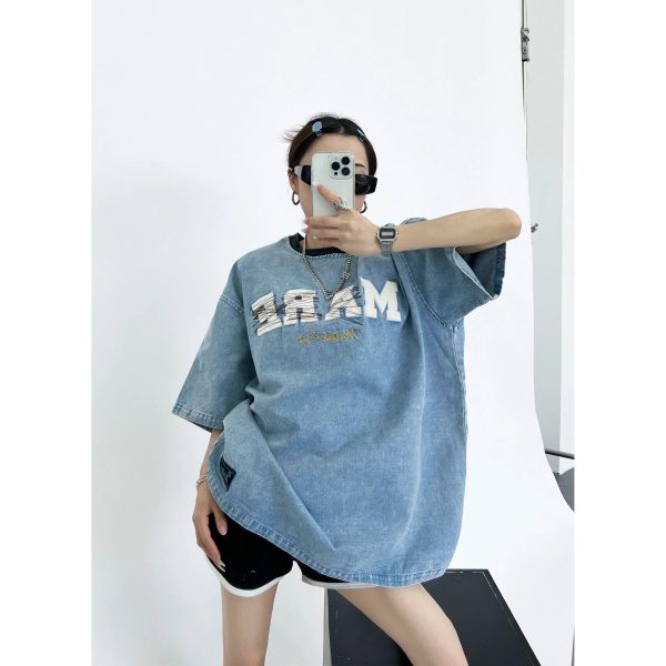 Oversized Denim T-Shirt Dress - Image 3