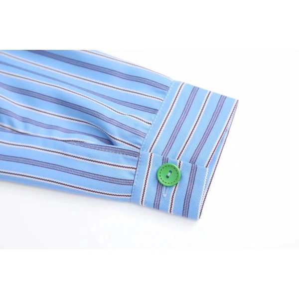 Patchwork Pinstripe Button-Up Shirt - Image 5