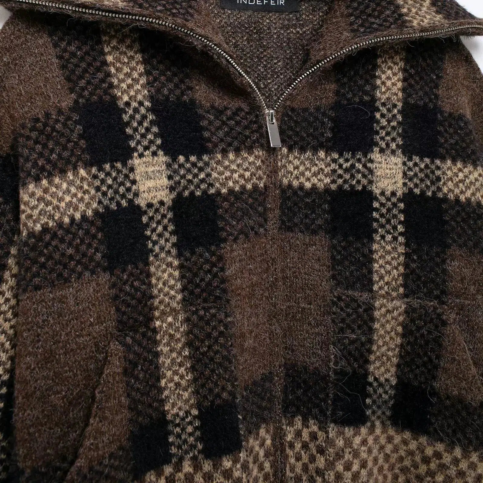 Plaid Zippered Coat - Image 2