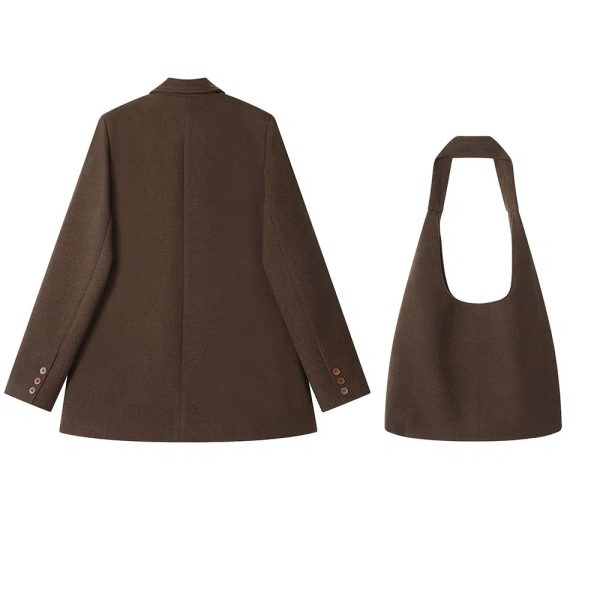 Double-Breasted Blazer with Shoulder Bag - Image 4