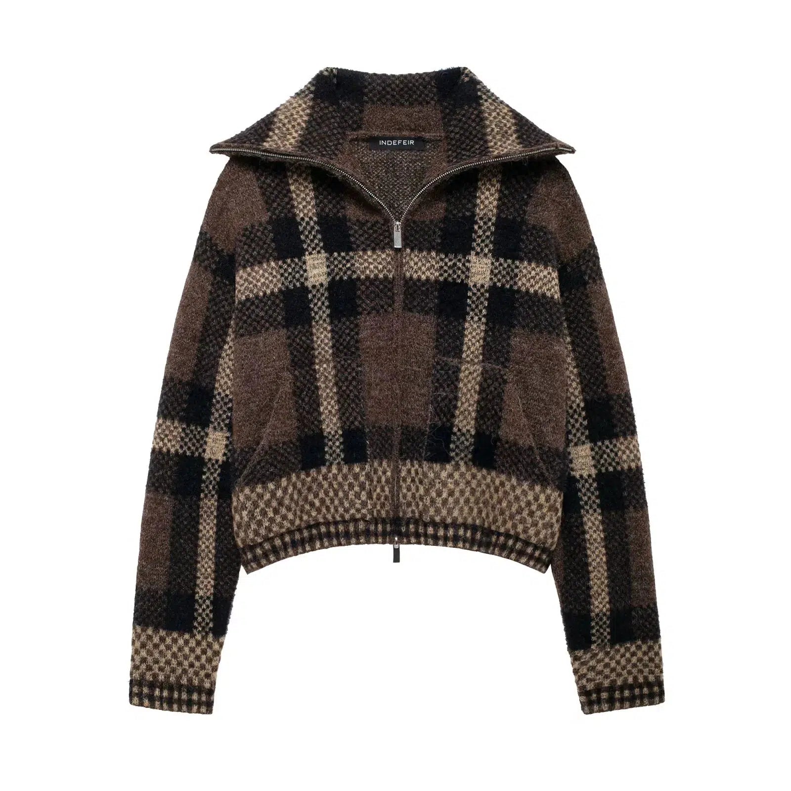 Plaid Zippered Coat